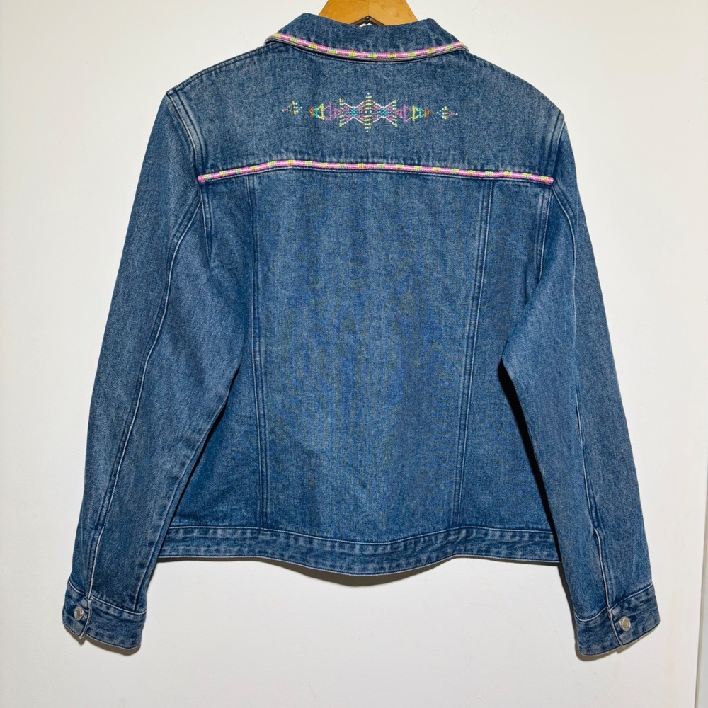 Pendleton Womens Beaded Western Long Sleeve Casual Denim Jacket Size Large - Picture 3 of 7